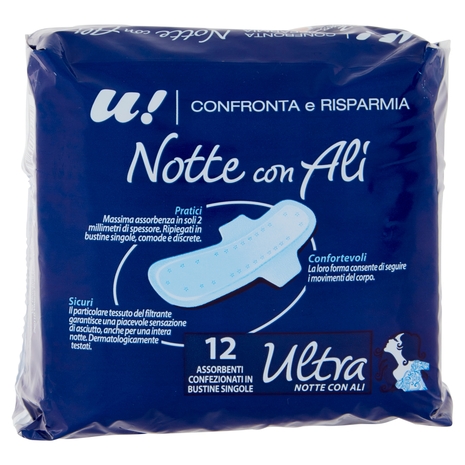 12 Assorbenti Notte Ultra con Ali U! Confronta e Risparmia